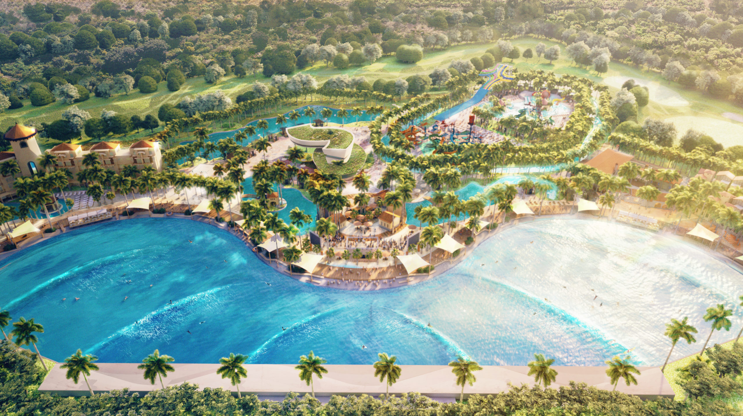 Rendering of an Endless Surf surf park venue